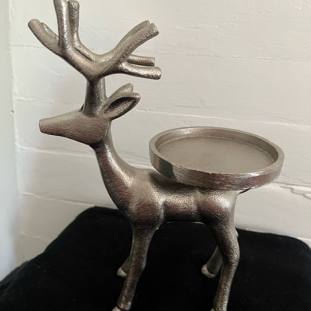 Silver Reindeer Candle Holder